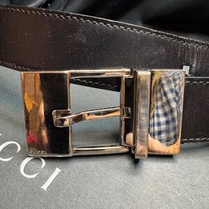 Gucci Silver Buckle with Unbranded Black Belt